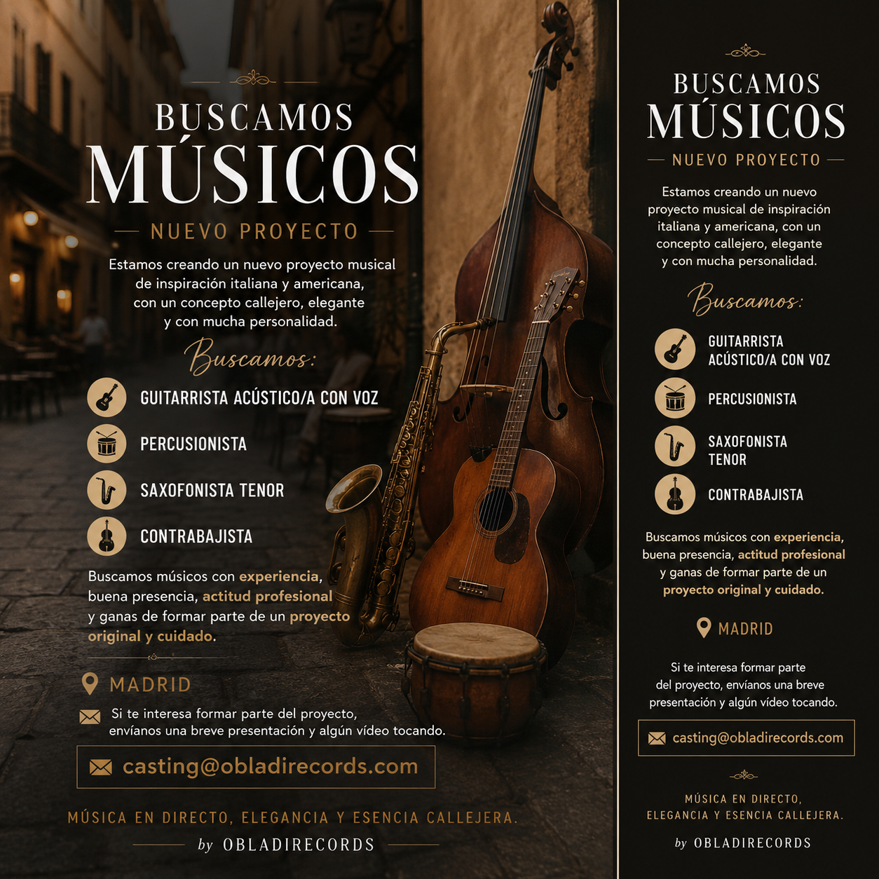 BUSCAMOS MÚSICOS · NUEVO PROYECTO